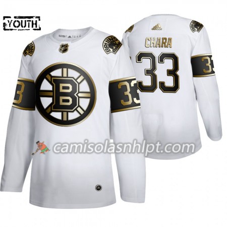 Camisola Boston Bruins Zdeno Chara 33 Adidas 2019-2020 Golden Edition Branco Authentic - Criança